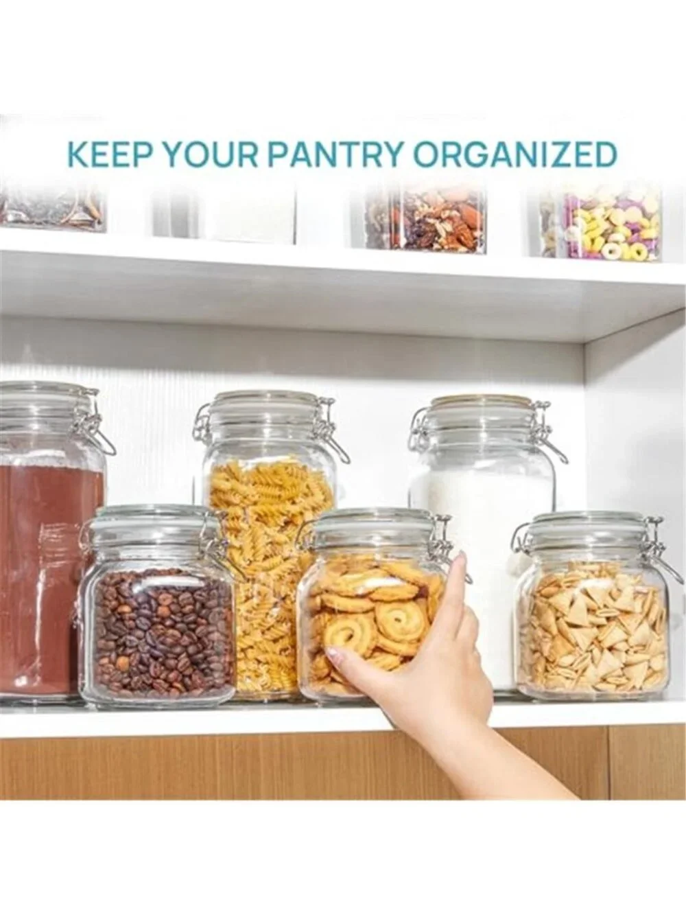 78oz Glass Food Storage Jars with Airtight Clamp Lids, 3 Pack Large Canister